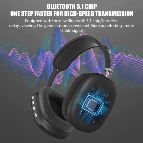 New P9 Wireless Bluetooth Headphones Noise Cancelling with Microphone Pods Over Ear Sports Gaming Headset for Apple iPhone - Image 3